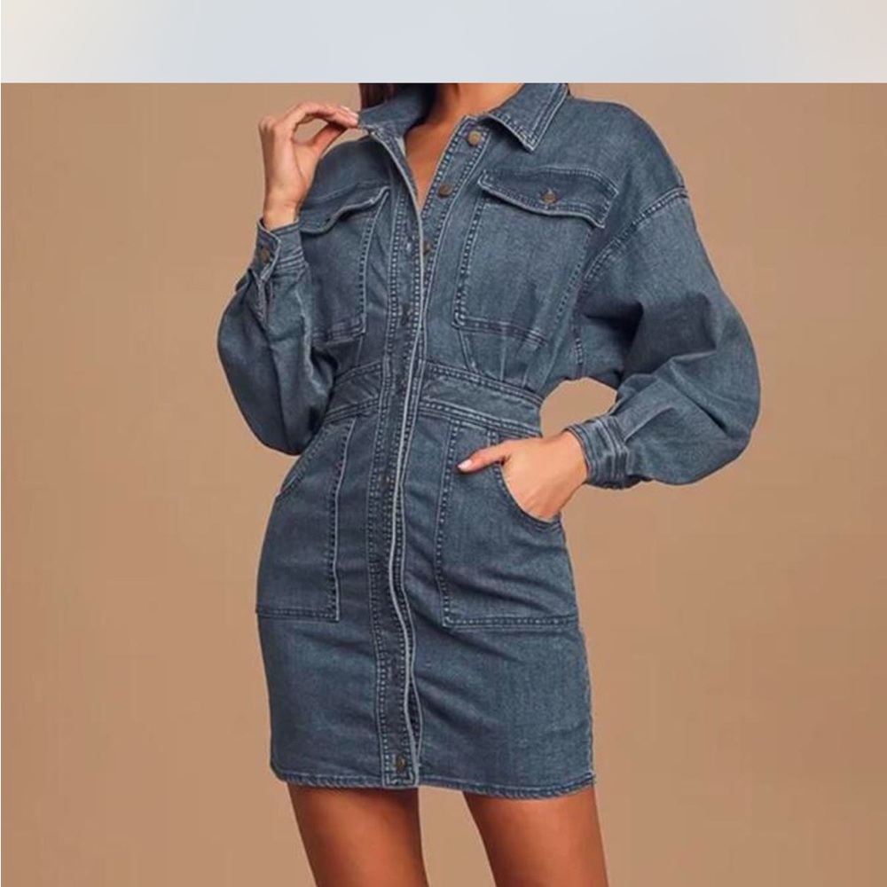 Free People Blue Denim Mini Dress